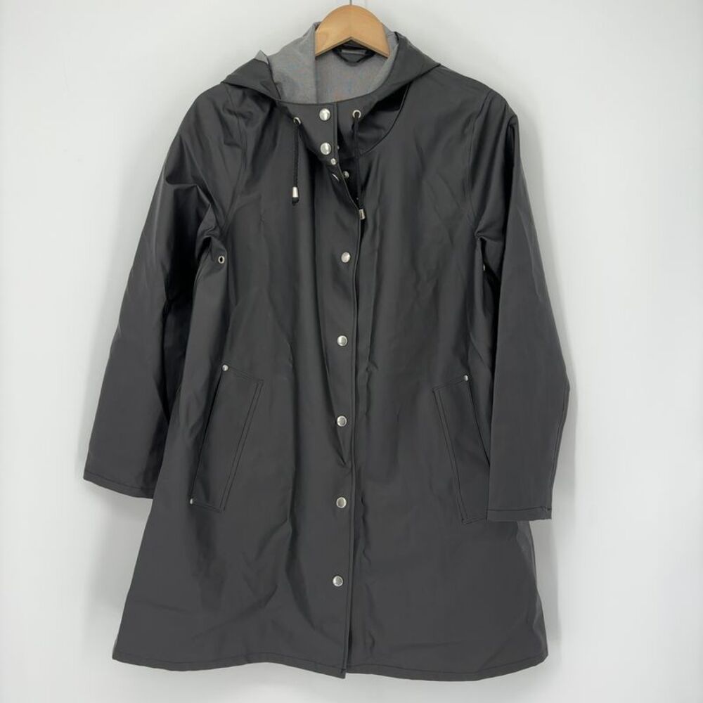 Stutterheim Black Hooded Trench Coat